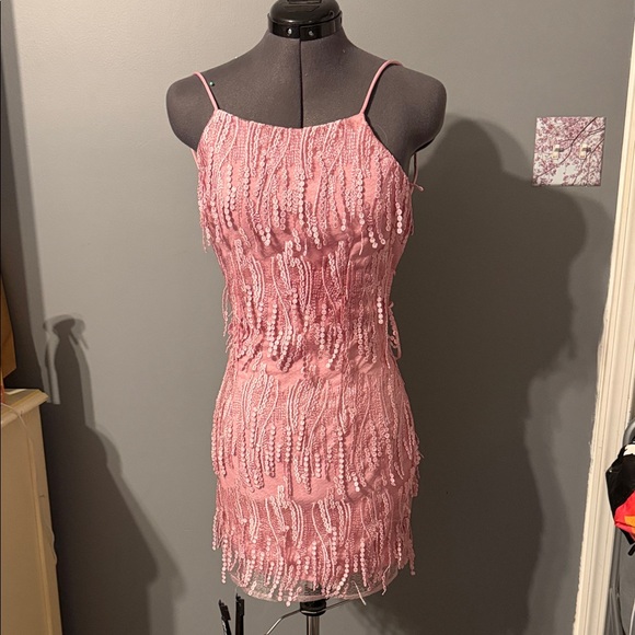 Lulus Dresses & Skirts - Lulu's Blush  Fringe Mini Dress